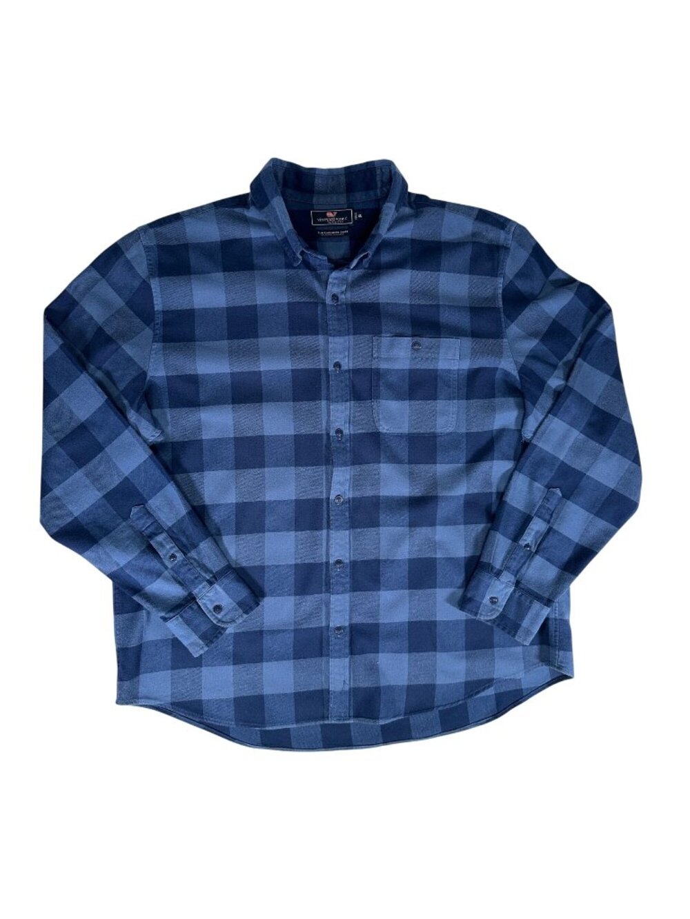 VINEYARD VINES Slim Longshore Button Down Shirt Blue Plaid Cotton Blend XL